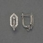 Earrings hooks for earrings, white rhinestones, silver metal 17x8mm+ - pair