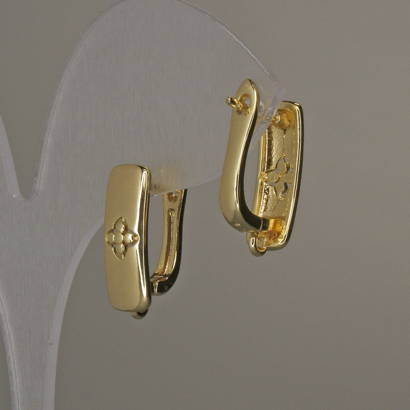 Ear hooks for earrings, golden metal, 17×6 mm, pair