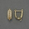 Ear Hook Earrings White Rhinestones Gold-Tone Metal 18×6.5, 5mm+ - pair