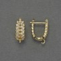 Ear Hook Earrings White Rhinestones Gold-Tone Metal 18×6.5, 5mm+ - pair