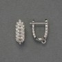 Earring hooks for earrings with white crystals, silver metal 18x6.5 mm, 5 mm+ - pair