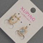 Xuping Earrings with White Crystals and Light Blue Crystal, 8mm diameter ±, length 14mm ±, 18K Gold Plating