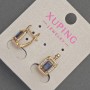 Xuping Earrings with White Crystals and Blue Crystal, 8mm Ø, ~14mm length, 18K Gold Plating