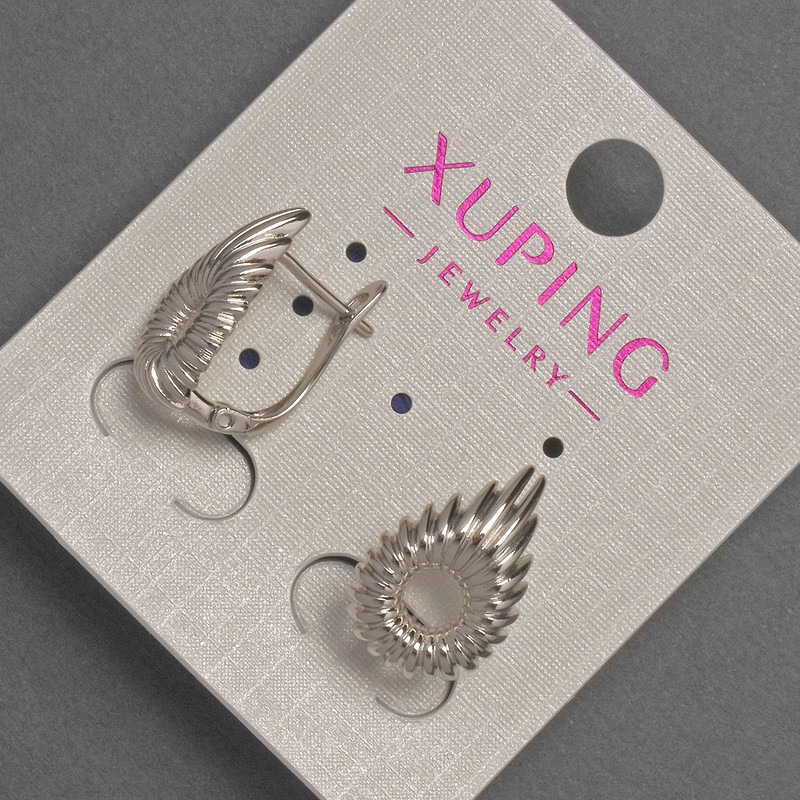 Xuping Earrings, 11mm± diameter, 18mm± length, rhodium-plated