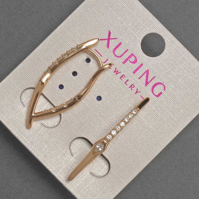 Xuping Earrings with White Rhinestones, 2-3 mmØ, Length 32 mm, 18K Gold Plating