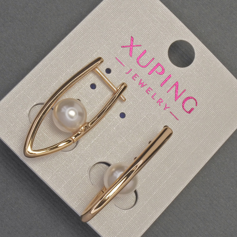 XUPING Earrings with Mallorca pearl, diameter 8mm±, length 30mm±, 18K Gold Plating