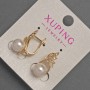 Earrings Xuping with White Crystals and Mallorca Pearl, 8mm diameter ±, length 20mm ± 18K Gold Plating