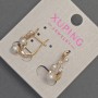 Earrings Xuping with white crystals and Mallorca pearls, diameter 5-4-3mm, length 20mm, 18K gold plated