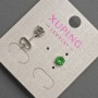 Xuping Stud Earrings with Green Crystal, 5mm Dialect+- Rhodium-plated