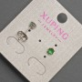 Earrings, stud posts Xuping with green crystal, diameter 4mm± rhodium-plated