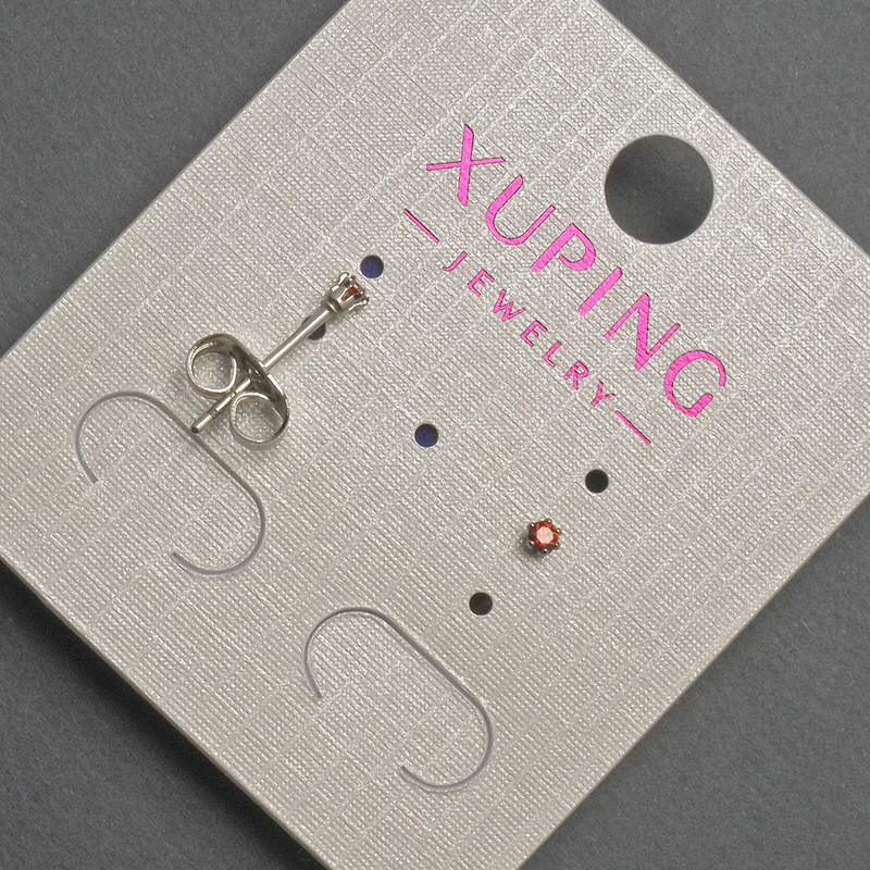Stud earrings with red crystal Xuping, diameter 2mm±, rhodium-plated
