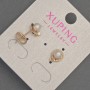 Xuping Stud Earrings with White Rhinestones and Pearl, 7mm Diameter, 12mm Length ±, 18K Gold Plating