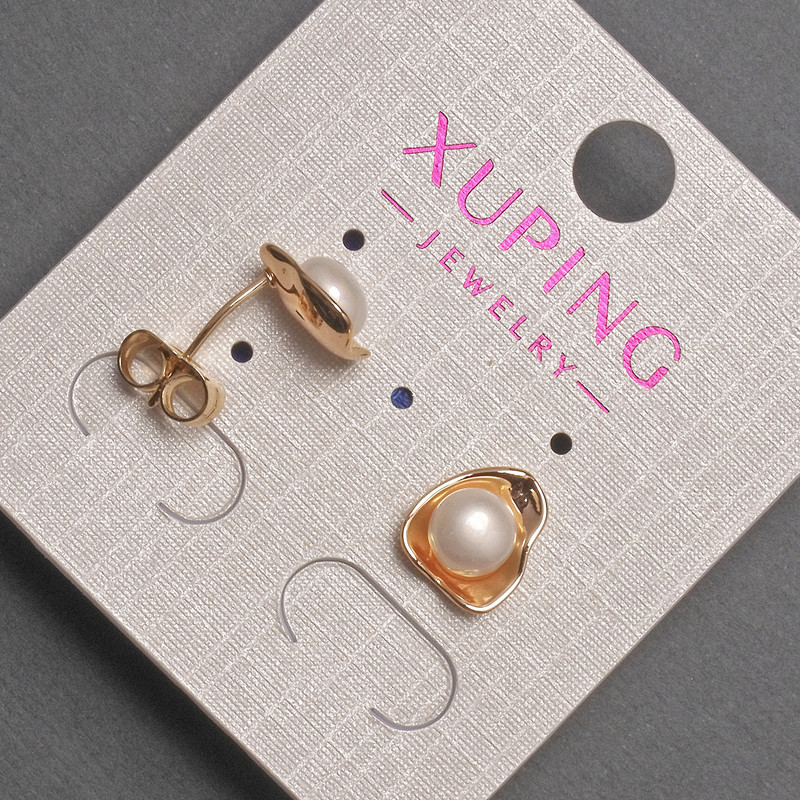 Xuping Stud Earrings with Pearl, 10mm diameter, 18K Gold Plated