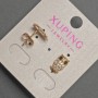 Xuping Owl Stud Earrings with White and Black Rhinestones, 7mm Ø, 12mm L ± 18K Gold Plating