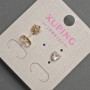 Earrings Stud Heart with White Crystal, 5mm diameter ± 18K Gold Plated