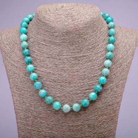 Natural Amazonite Bead Necklace smooth round beads, diameter 10(±)mm, length 45cm