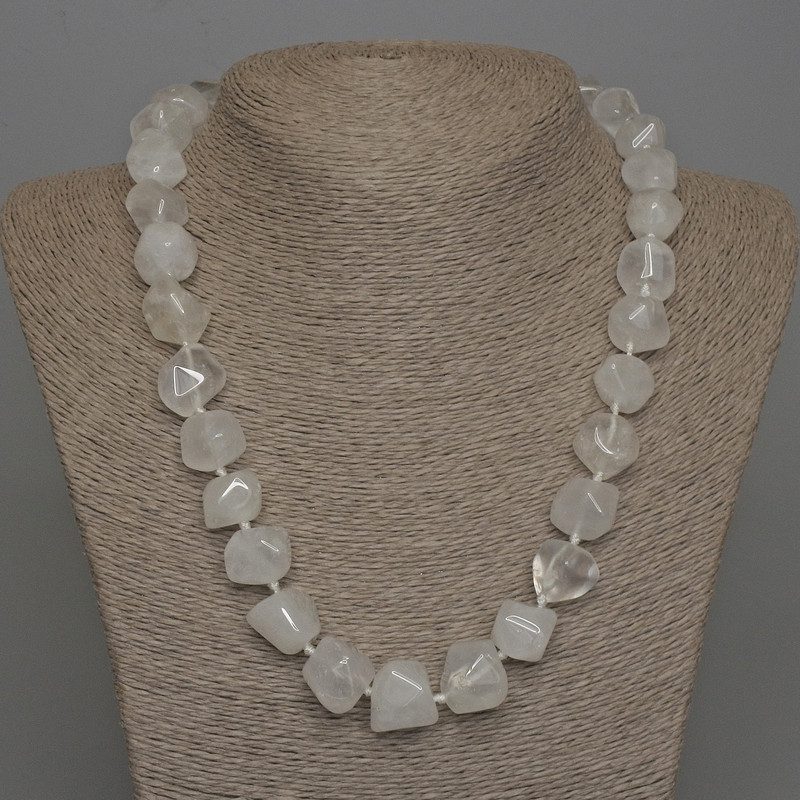 Necklace Mountain Crystal Natural Stone Faceted, 14x14 mm+, with clasp, length 50 cm+