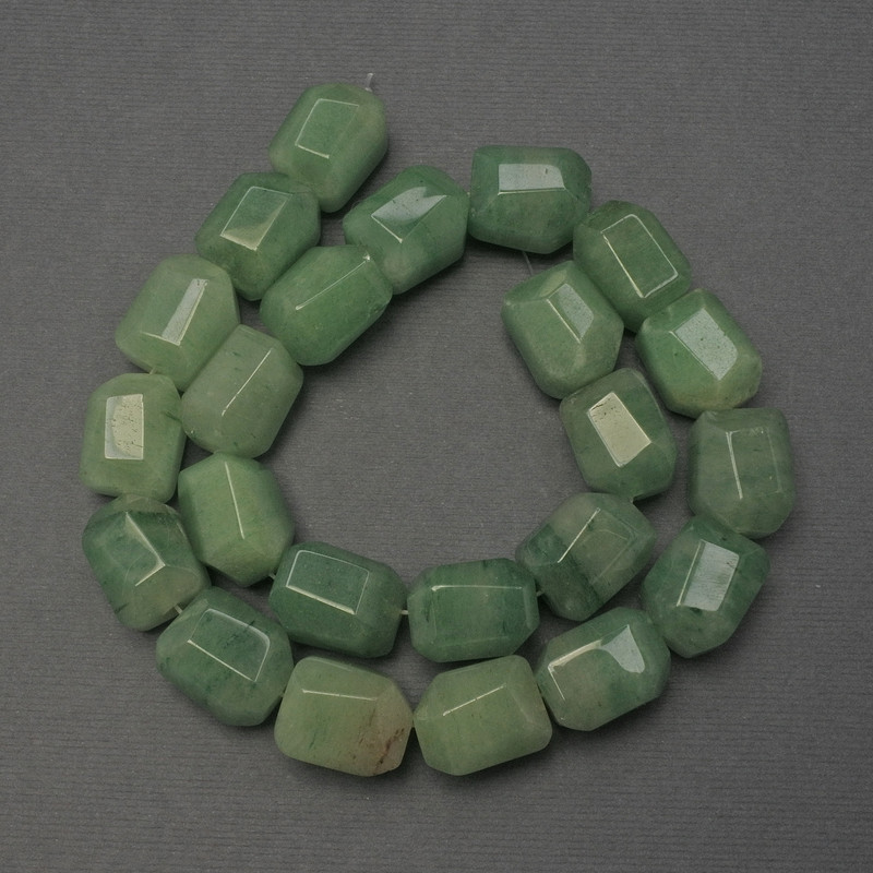 Jade Beads Natural Stone Multifaceted 16x13mm± on Thread, 38cm+ Length