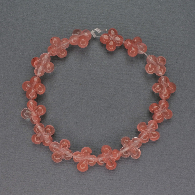 Chalcedony Beads, Shamrock Shape, Natural Stone, 13x13 mm, 20 cm length