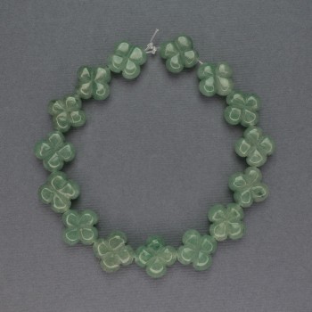 Jade Beads (Natural Jade) Clover Shape, 14x14 mm, thread length ~20 cm