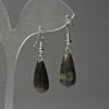 Tiger's Eye Drop Earrings, 10x25mm diameter, length 40mm