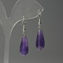 Amethyst Drop Earrings, 10x23mm diameter, total length 40mm±