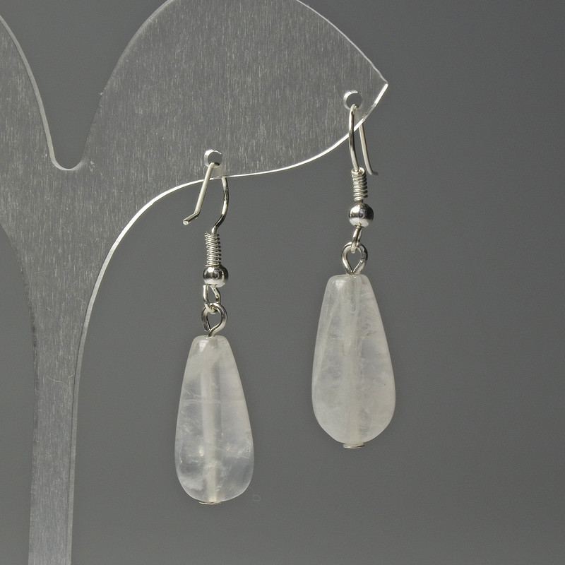 Earrings Mountain Crystal Drop, diameter 10x25mm, length 40mm