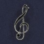 Brooch 'Musical Key' with black enamel on silver metal 16x40mm+