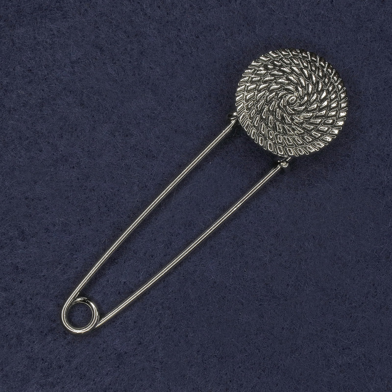 Brooch Pin Coin Silver Tone 23x76mm+-