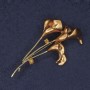 Brooch Kalā with Brown Enamel and Rhinestones, Gold-Toned Metal 35x60mm