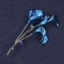 Brooch 'Calla' rhinestones blue enamel silver-tone metal 35×60 mm+