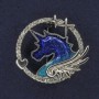 Brooch Unicorn White Crystals Enamel Silver Metal 30x32mm+