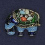Brooch Elephant with Rhinestones and Assorted Stones Enamel in Gold Tone 35x26 mm+