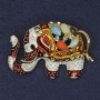 Brooch Elephant with Rhinestones and Assorted Stones, Enamel, Gold Tone Metal 40x28 mm+
