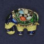 Brooch Elephant with rhinestones and assorted stones, enamel, gold-tone metal, 35x26 mm+