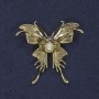 Brooch Butterfly with Pink Crystals and Pearl Golden Metal 40x44mm+