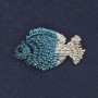 Brooch Fish Blue and White Enamel Gold-Toned Metal 27×42 mm
