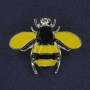 Brooch Bee Yellow and Black Enamel Silver Metal 30x37mm+