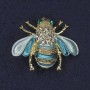 Brooch Bee with blue enamel and crystals on golden metal 25x30mm+