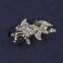Brooch 'Fish' with rhinestones, silver-toned metal 18x29mm+