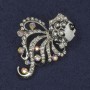Brooch Fish with Crystals and White Enamel, Silver Metal 30×33 mm