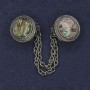 Brooch for Cardigans Halotis, diameter 20mm±, silver metal with chain, length 9cm+