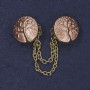 Brooch for cardigans Pink enamel with golden metal, diameter 20mm±, chain length 9cm+