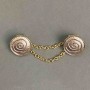 Brooch for Cardigans Pink Enamel with Gold-Toned Metal, 20mm diameter ±, chain, length 9cm+