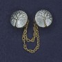 Brooch for cardigans blue enamel with golden metal, diameter 20mm±, chain length 9cm+