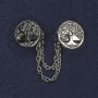 Brooch for Cardigans, Silver-Colored Metal, 20mm Diameter ±; Chain Length 9cm+