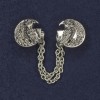Brooch for cardigans, silver-toned metal, diameter 20 mm±, chain length 9 cm+