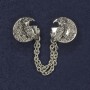 Brooch for cardigans, silver-toned metal, diameter 20 mm±, chain length 9 cm+