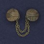 Brooch for Cardigans Bronze Color Metal, diameter 20mm±, chain length 9cm+