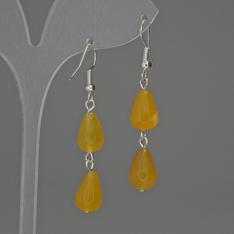 Earrings Tinting Quartz Drop 8x12mm+-, length 50mm+